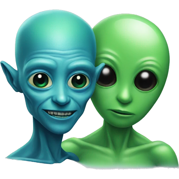 a green alien with a blue alien emoji