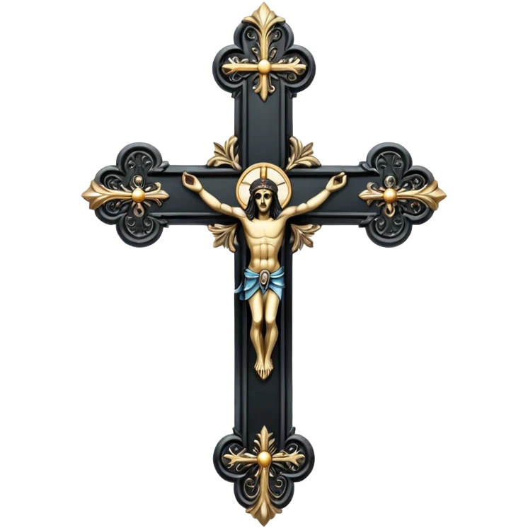 Juste la croix catholique en métal noir stp emoji