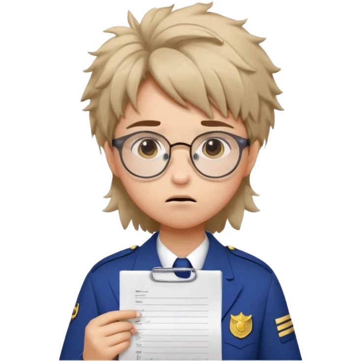 Frowns with Glasses, Angry Student: Teen in uniform, round glasses, holding test paper, pouting
 emoji
