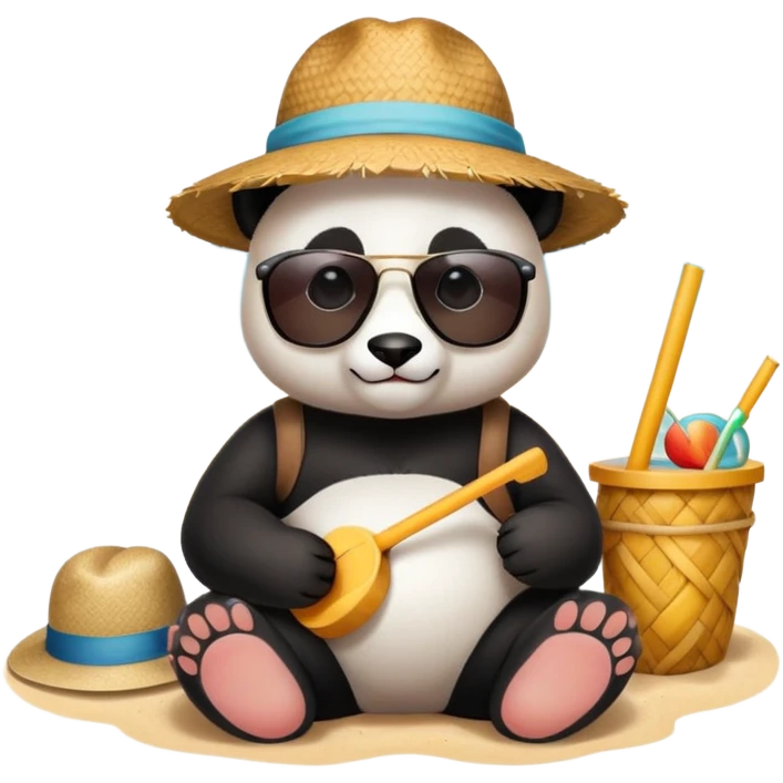 Person with Panda a panda seating at the beach emoji