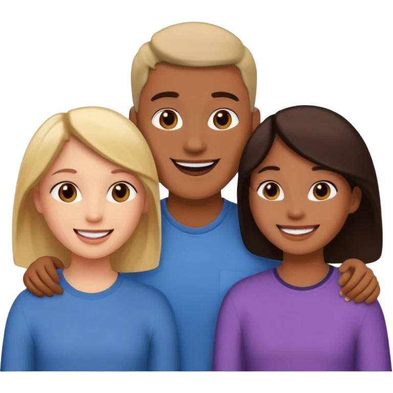 Three friends talking and looking each other emoji