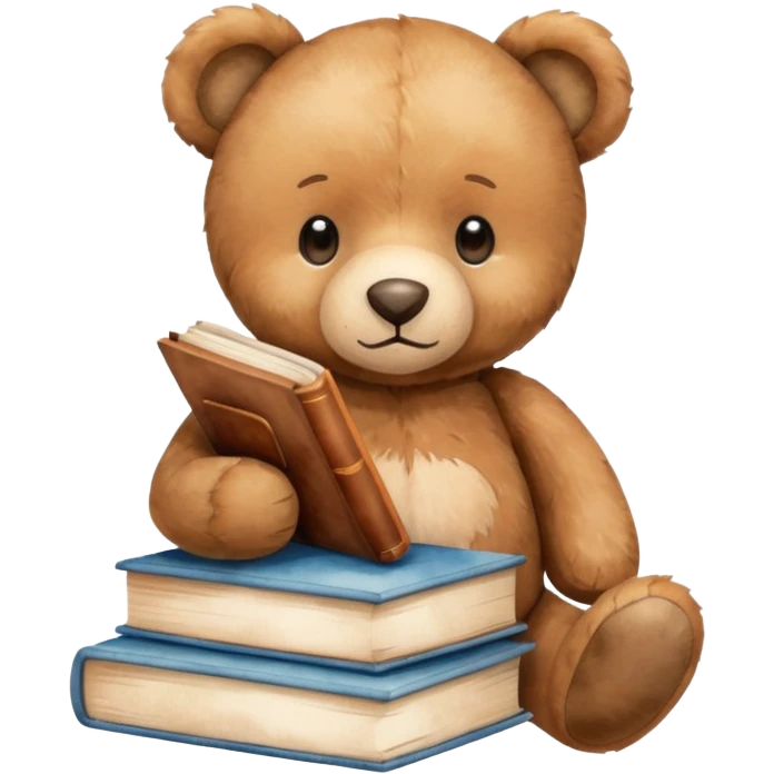 watercolor books and bear emoji