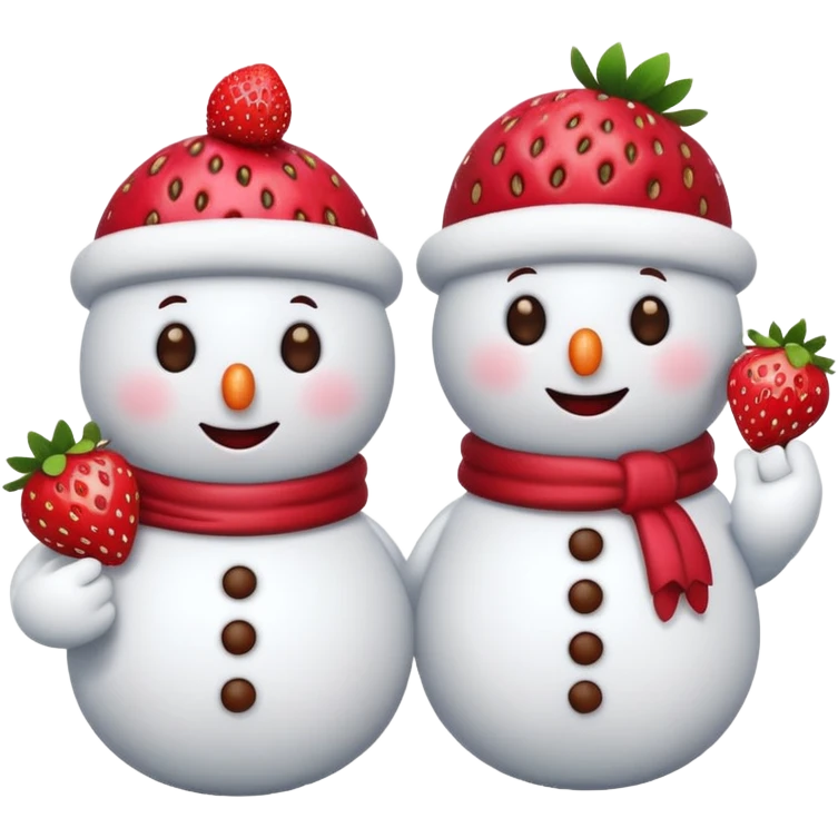 snowmen holding strawberry and coffe emoji
