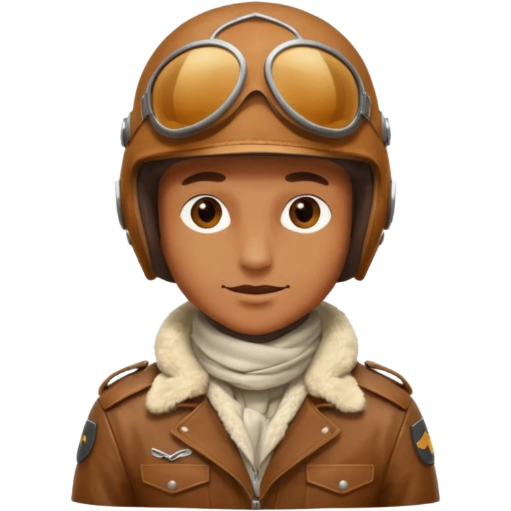 renard aviateur, casque en cuir vintage marron , écharpe blanche, blouson aviateur, emoji