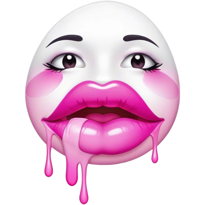 white paint dripping off pink ombre glossy lips emoji