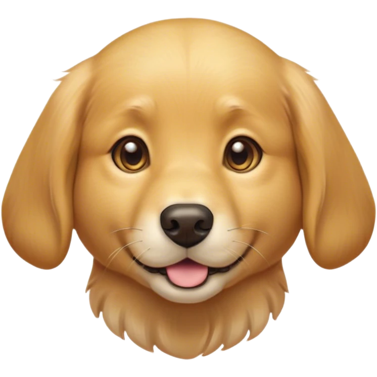 Cinematic Cute Golden Retriever Portrait Emoji, Head tilted playfully and inquisitively, featuring a luscious golden coat with a gentle sheen, round, sparkling brown eyes filled with curiosity, Simplified yet irresistibly adorable features, highly detailed, glowing with a warm, friendly glow, high shine, affectionate and lively, stylized with a touch of whimsy, bright and endearing, soft glowing outline, capturing the essence of a mischievous yet loving pup, so playful it feels like it could leap out of the screen and into your arms! emoji