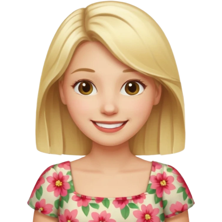 Blonde woman wearing floral dress emoji