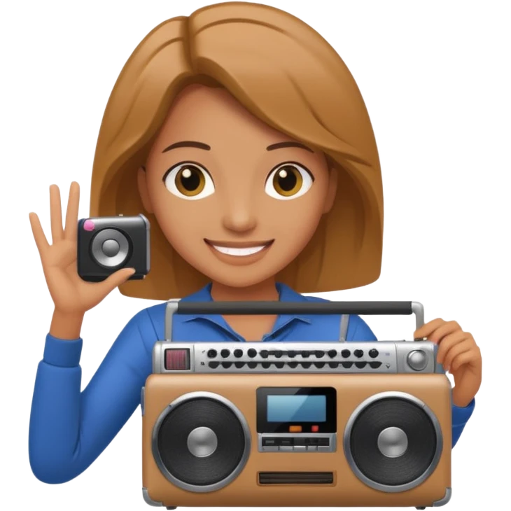 woman holding boombox emoji