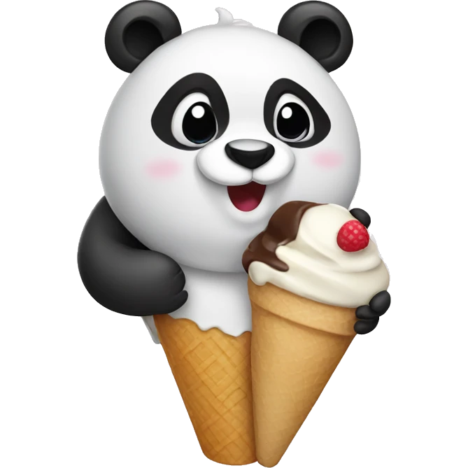 Panda eating ice cream emoji