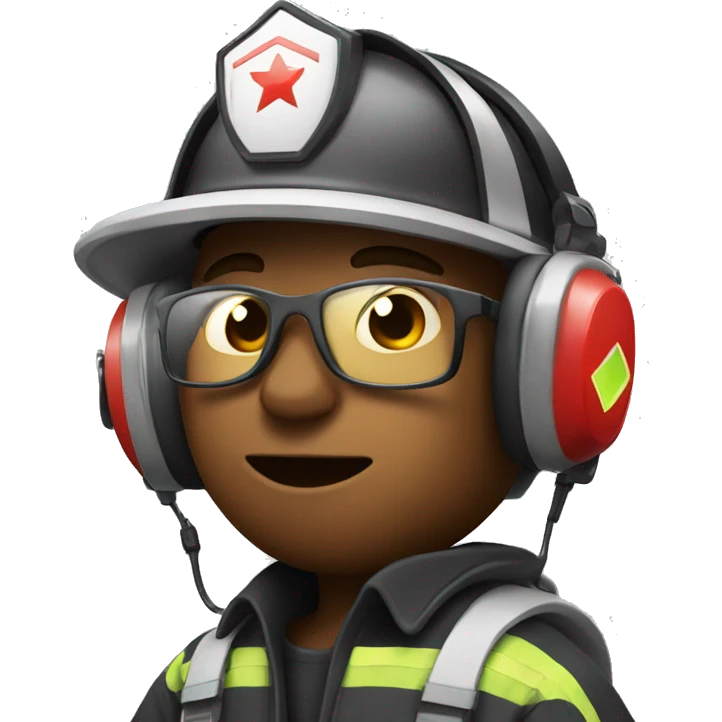 A white firefighter playing video games listening to music emoji