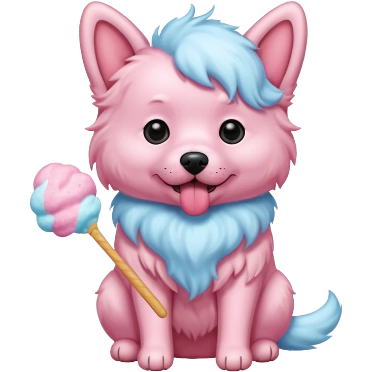 A dog eating cotton candy emoji