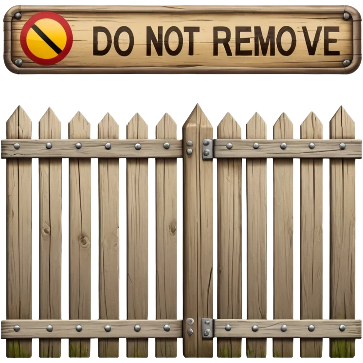 A fence with a "Do Not Remove Until Understood" sign, representing Chesterton's Fence emoji
