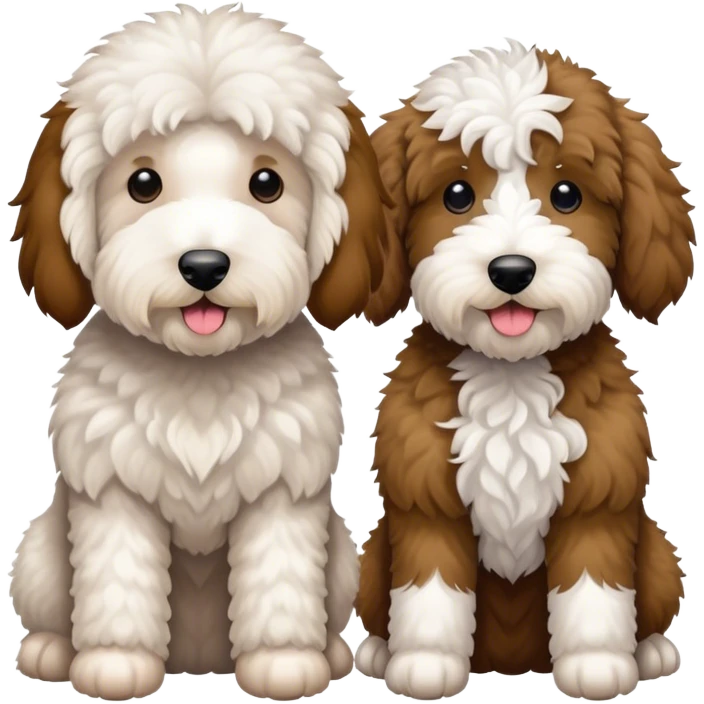 A sheepadoodle and a goldendoodle  emoji