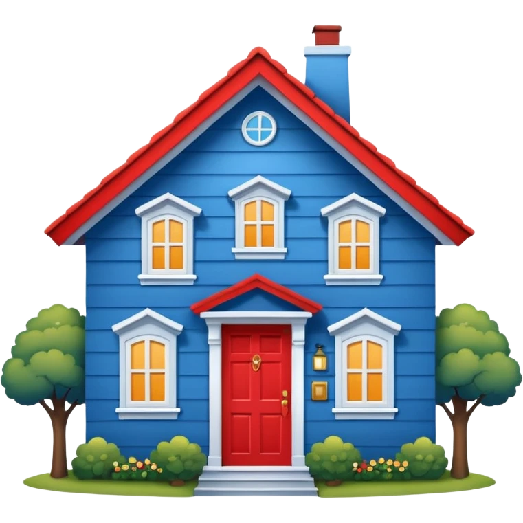 Blue house cute emoji