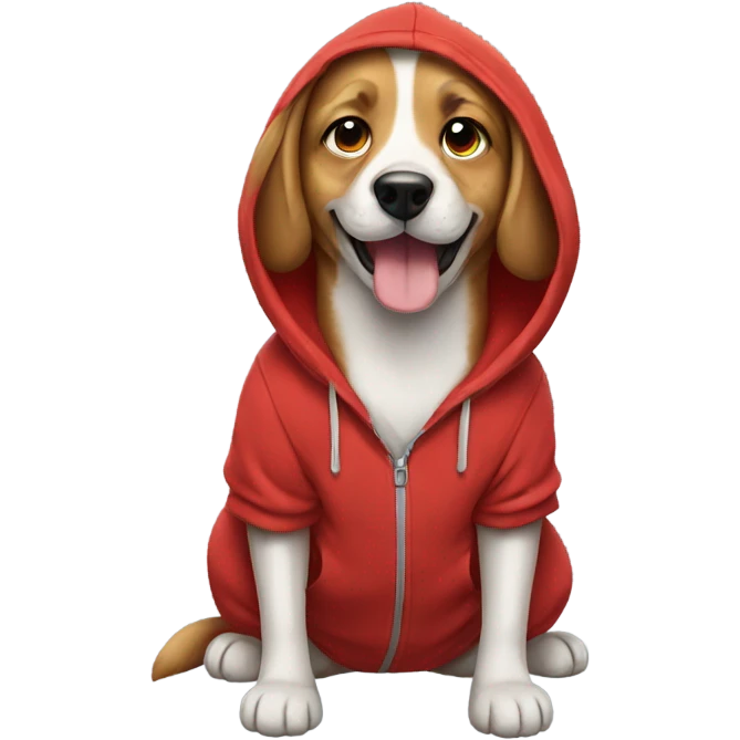 Dog wearing a red hoodie emoji