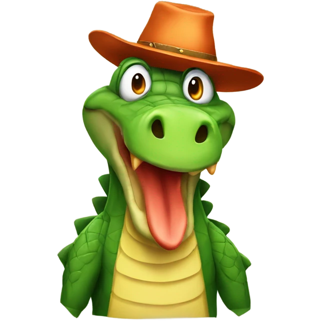 Crocodile wearing a chicken hat emoji
