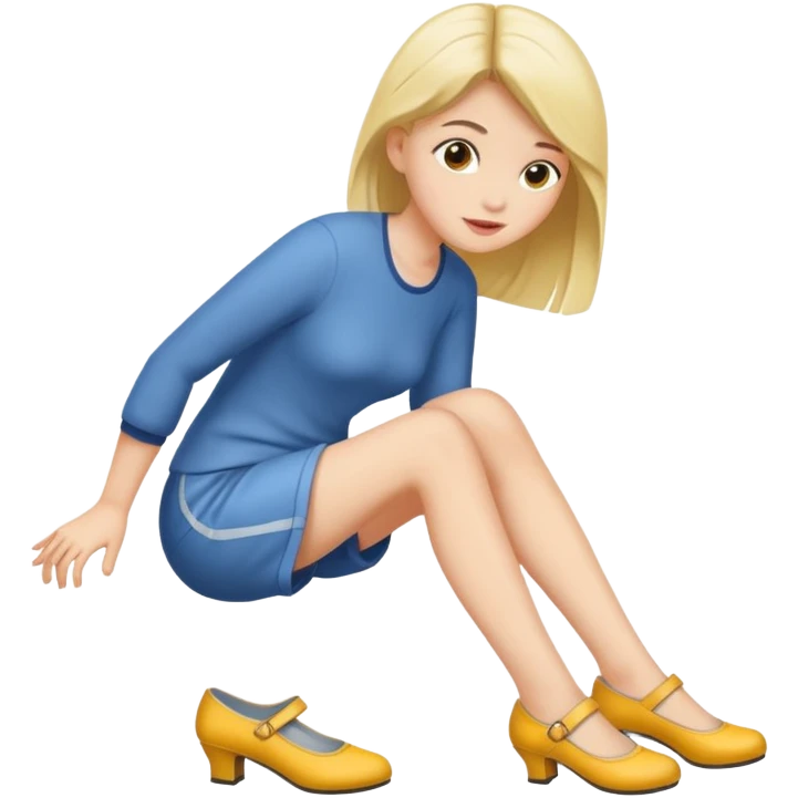 girl putting one one shoe emoji
