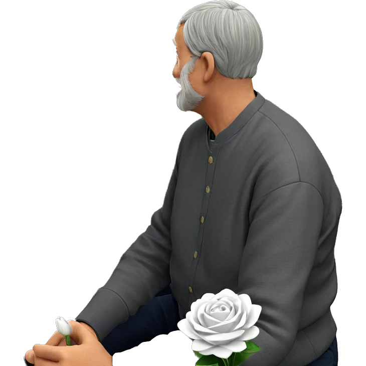 old man holding white flower emoji
