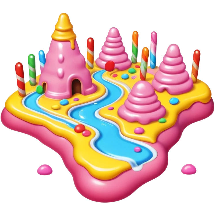 surreal melting SPAM candy land landscape emoji