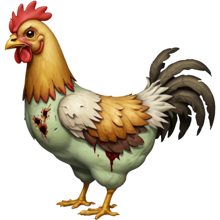 A chicken riding a zombie emoji