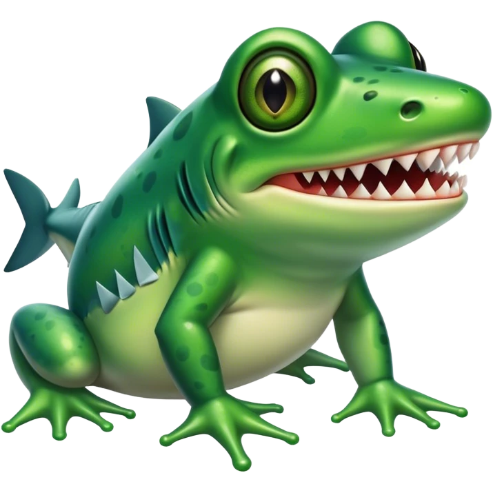 una rana con dientes de tiburon emoji