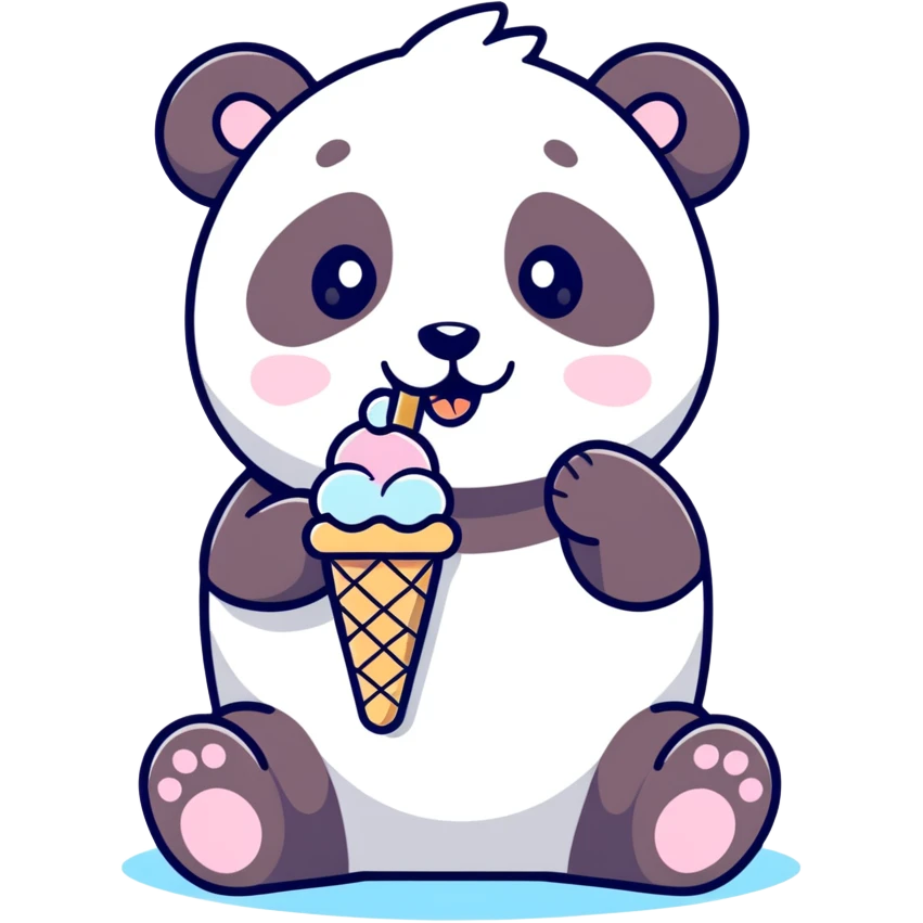 Panda eating ice cream emoji