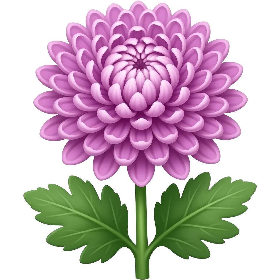Mauve japanese chrysanthemum with stem and leaves emoji