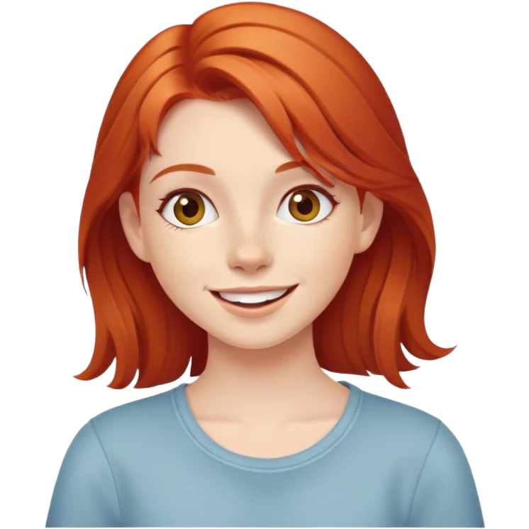 a young red-haired girl with an emotion of joy emoji