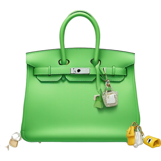 Soft Green Hermes Birkin Bag with Bag Charms emoji