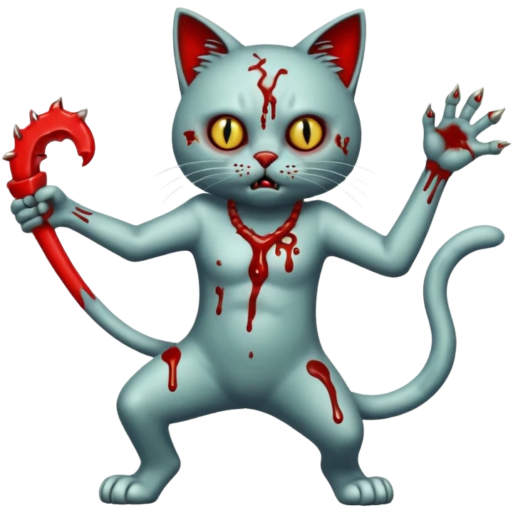 bloody zombie cat full body with action pose emoji