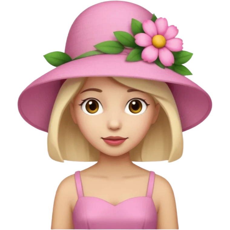 a pink summer with flower hat emoji