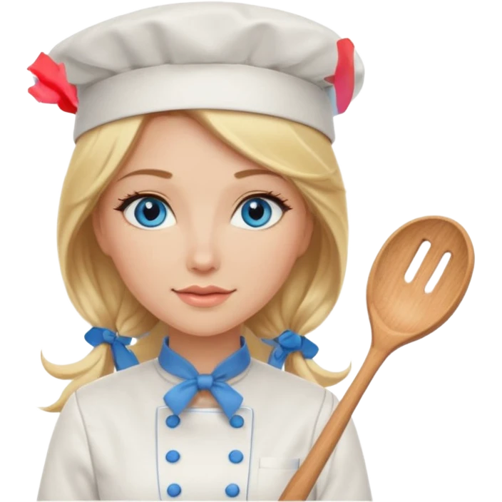 Sexy Long Blonde hair blue eyed female chef emoji