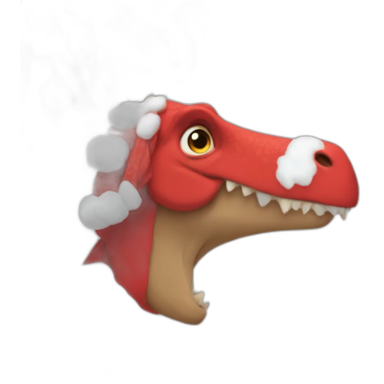 dinosaur santa upper body wearing red scarf emoji