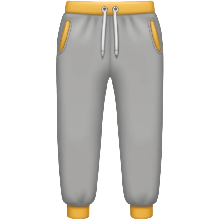 A realistic simple grey sweatpants icon, no person, isolated on transparent background, flat emoji style emoji