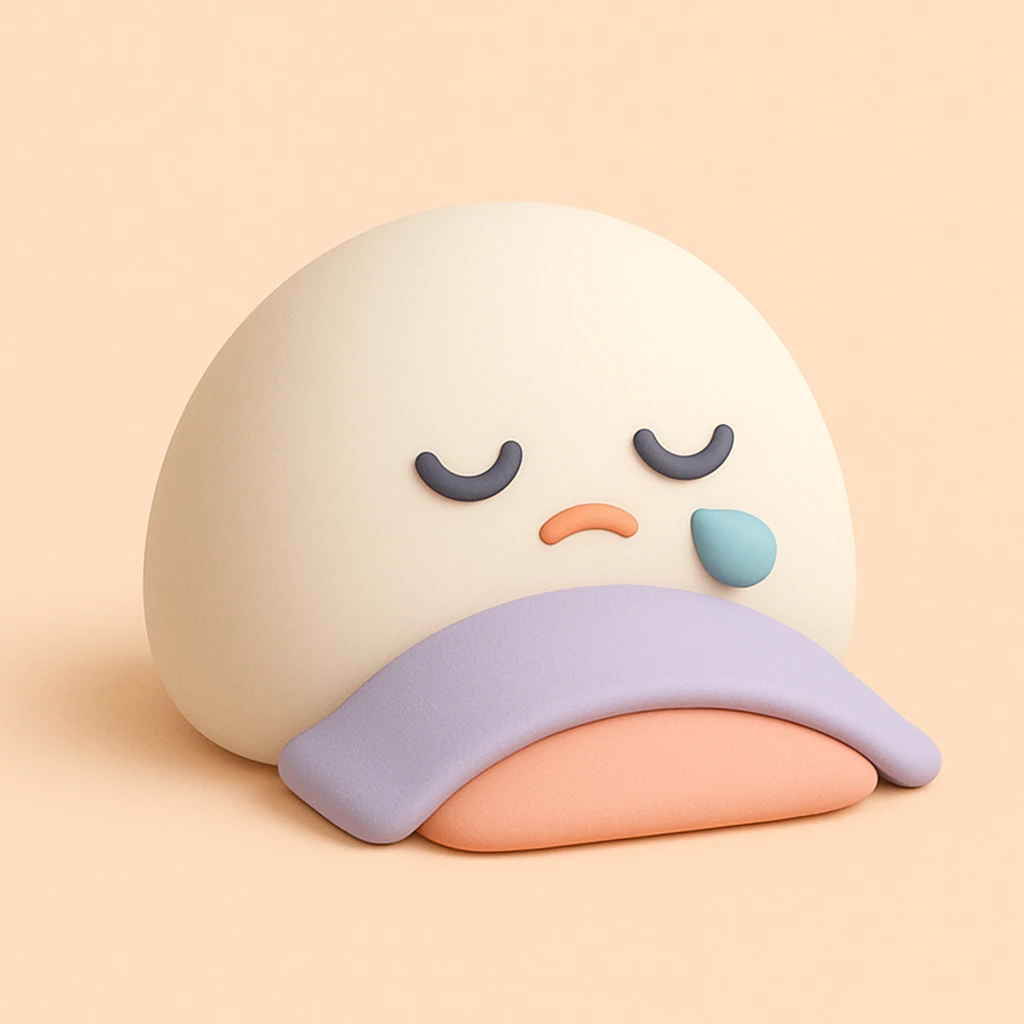 a sleepy mochi character with a tiny blanket, mochi style, soft colors emoji