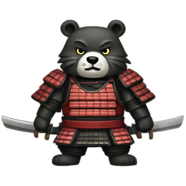 antique shogun samurai costume with katanas against wild bear victory warrior emoji