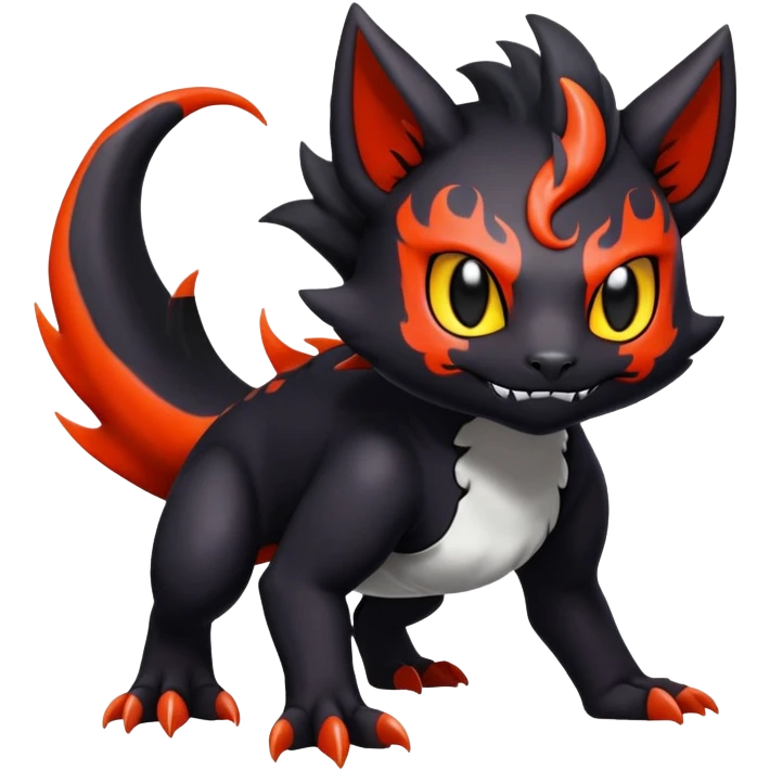 Salandit-Noibat-Litten-Hybrid with a white skull-face (Full body) emoji