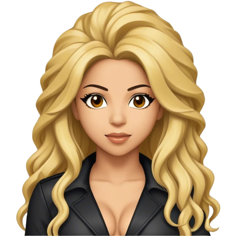 Cinematic Realistic portrait of Shakira, shown as a dynamic pop icon with expressive features and detailed modern attire, illuminated by vibrant, energetic lighting that highlights her global influence emoji