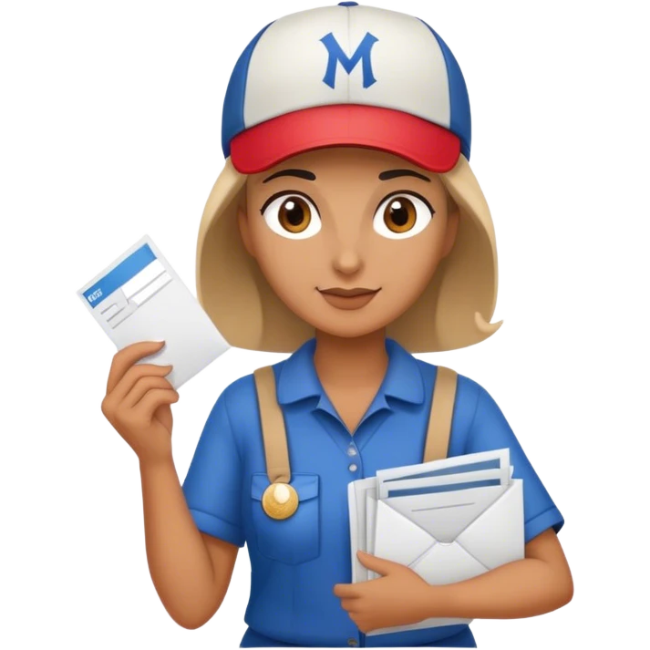 us mail lady holding mail with a baseball hat emoji