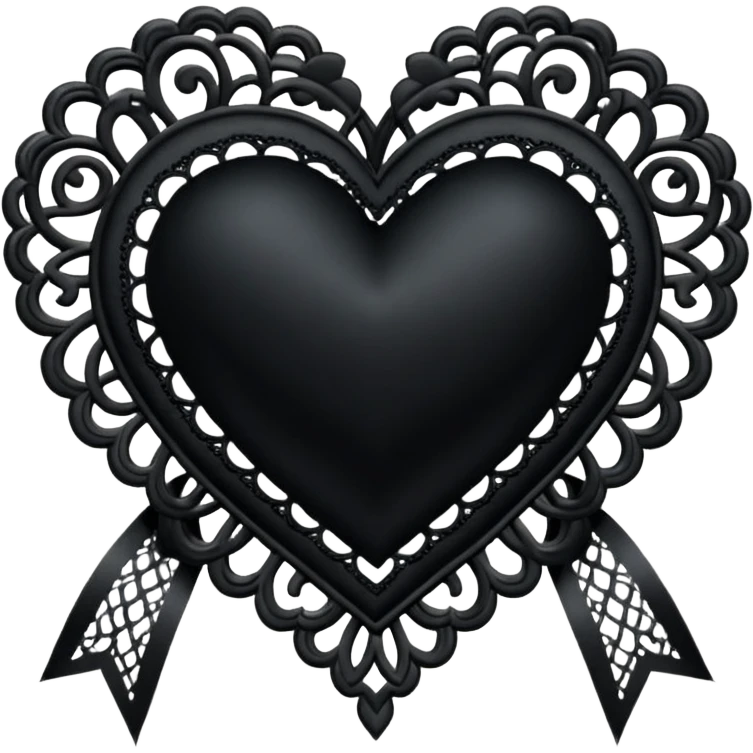 goth heart with a black lace ribbon emoji