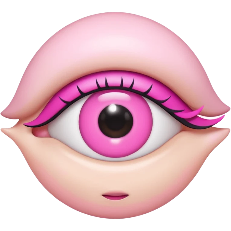 genera un emoji 3d en formato ios de un ojo con eyeliner rosa emoji