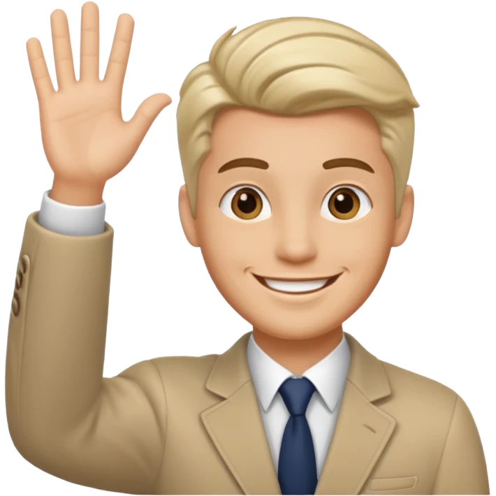generate a emoji of man saying hii with normal skintone with some nice hair style emoji