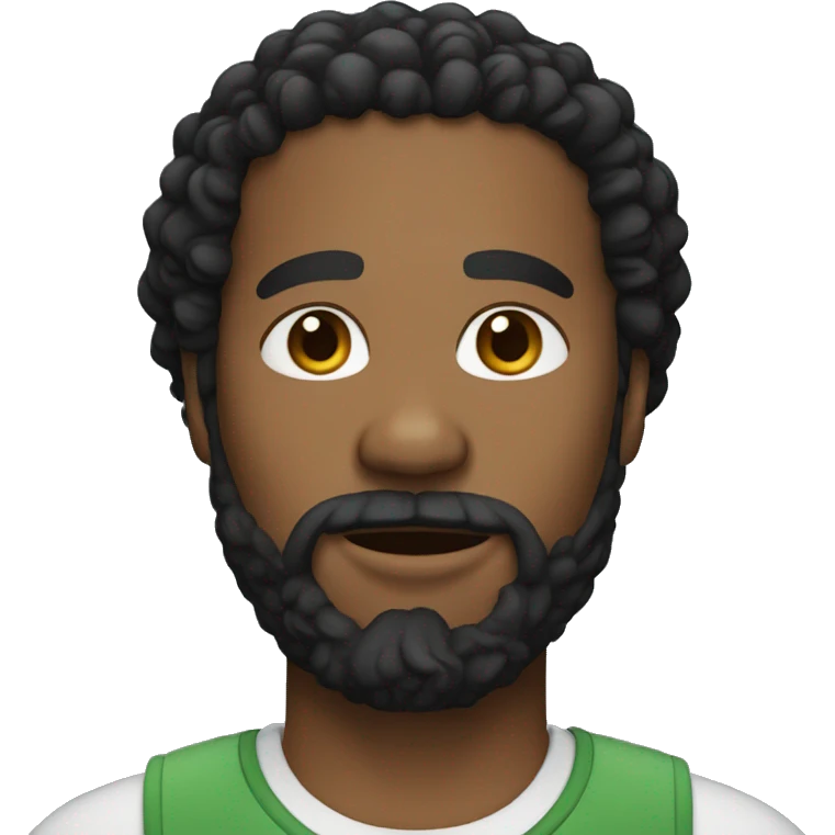 black guy with curly black hair and beard emoji