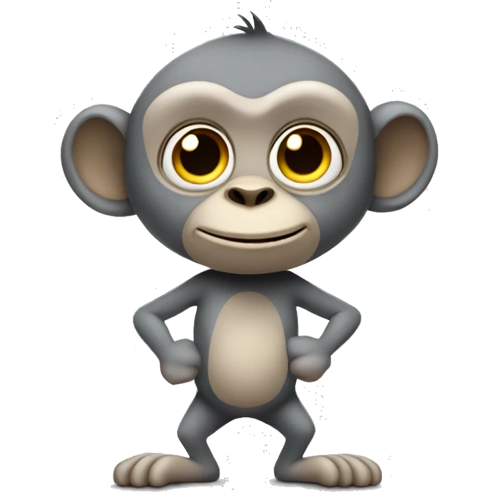grey cartoony monkey with cartoony face with no legs emoji