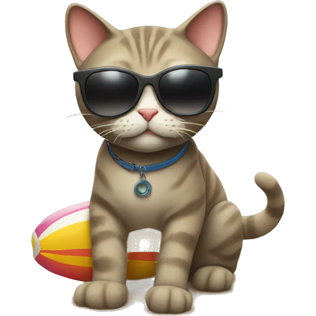 cat in sunglasses on a trip to the beach emoji