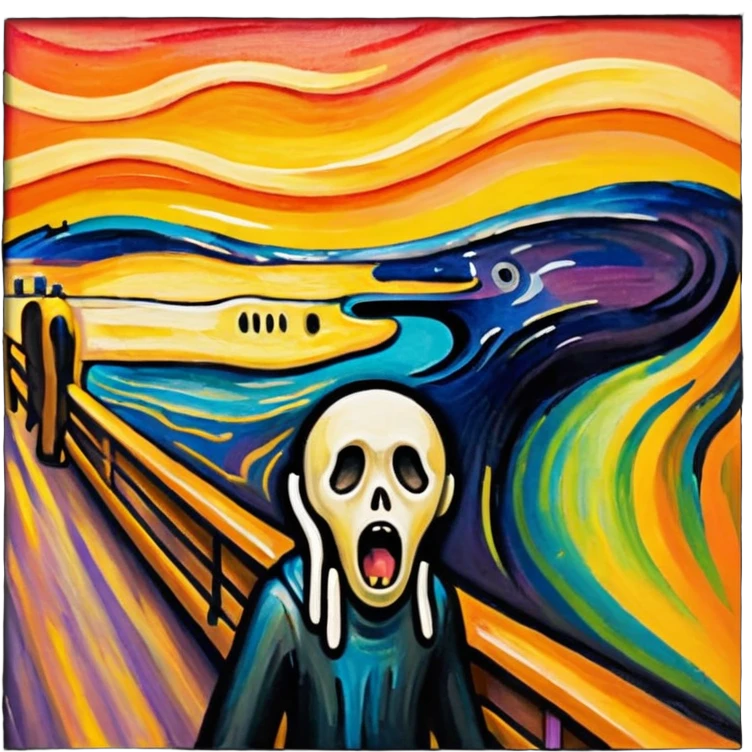 the scream in painting frame
















 emoji