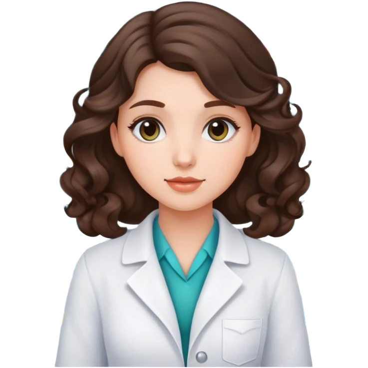 Pretty Young girl with brunette curled hair working in pharmacy  emoji
