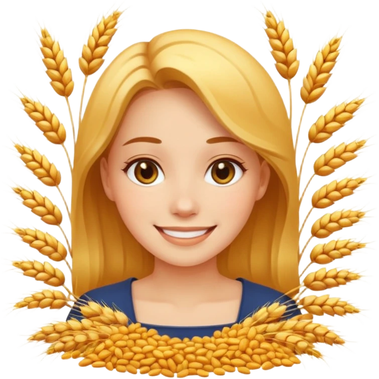 women happy satisfied with minimal wheat flying arround emoji