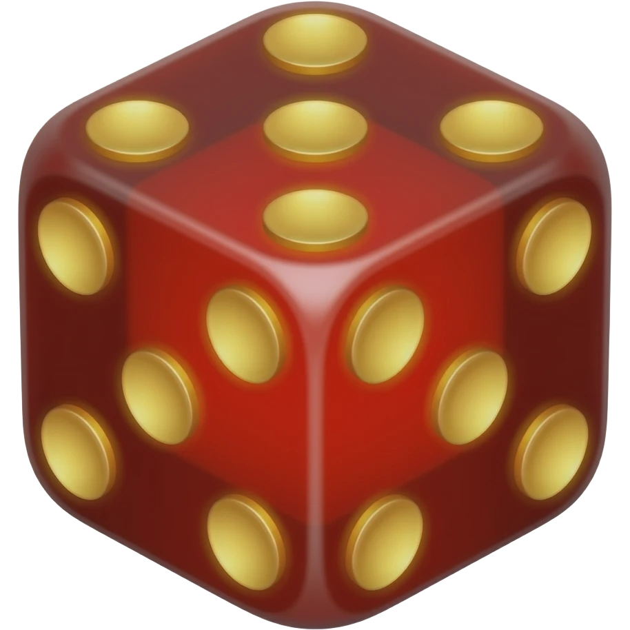 menacing dice glowing red and gold emoji