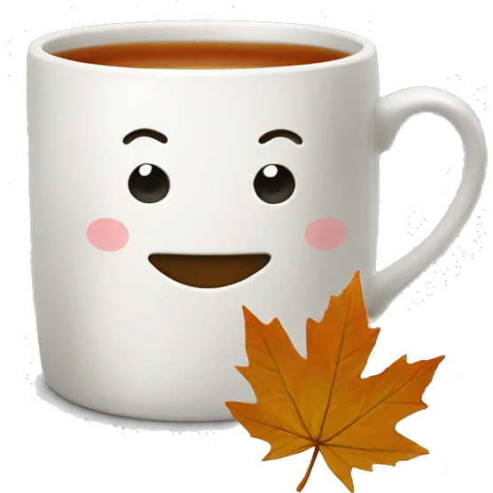Mug Tea with maple leaves emoji